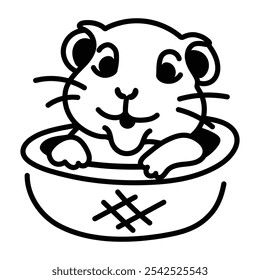 Um ícone desenhado à mão da cesta de hamster 