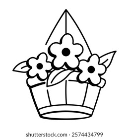 A hand drawn icon of hanging pot 

