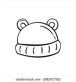 Icono dibujado a mano de sombrero con orejas del oso al estilo de doodle aislado en fondo blanco.