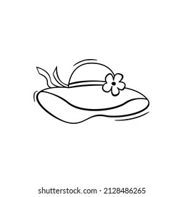 Hand drawn icon of hat in doodle style isolated on white background.