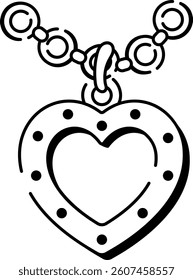 A hand drawn icon of a heart necklace 
