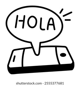 A hand drawn icon of hi message on a mobile 
