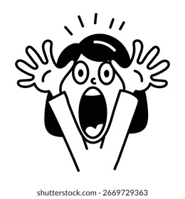 A hand drawn icon of hollering character
