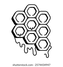 A hand drawn icon of honeycomb 


