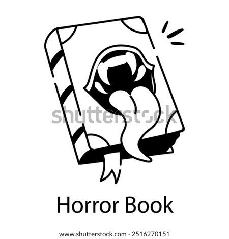 A hand drawn icon of horror book 