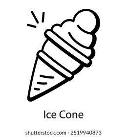 A hand drawn icon of ice cone 