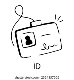 Un icono dibujado a mano de la tarjeta de identificación 

