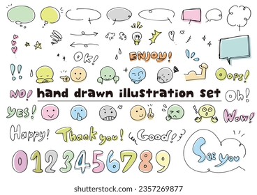 Hand drawn icon illustration set