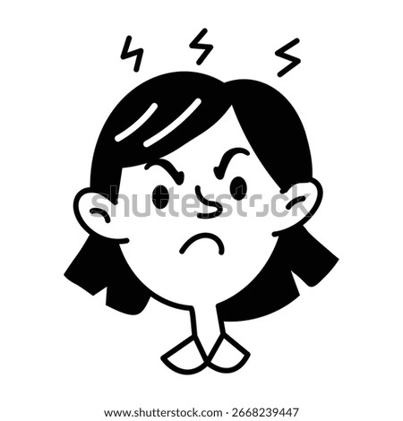 A hand drawn icon of an infuriated character 
