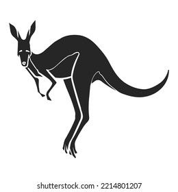 Hand drawn icon jumping kangaroo. Vector illustration.