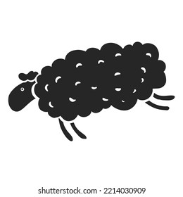 Hand Drawn Icon Jumping Sheep. Vector Illustration.