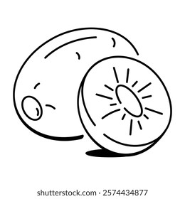 A hand drawn icon of kiwi fruit 

