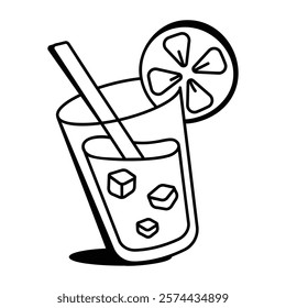 A hand drawn icon of lemonade glass 

