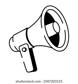 A hand drawn icon of loudspeaker 
