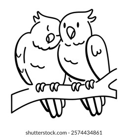 A hand drawn icon of love birds 

