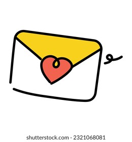 Hand drawn icon of love mail 