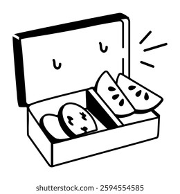 A hand drawn icon of a lunch box 
