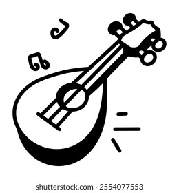 A hand drawn icon of lute instrument 

