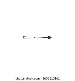 Hand drawn icon, magic wand. Vector isolated illustration, logo element. Business identity and branding. For magic performances, magicians and illusionists.