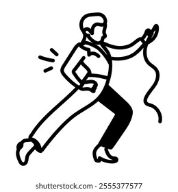 A hand drawn icon of a male dancer 

