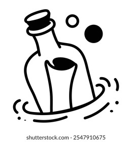 Un icono dibujado a mano de la botella del mensaje 

