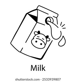 A hand drawn icon of milk packaging 

