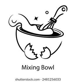 A hand drawn icon of mixing bowl