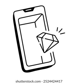 Hand drawn icon of mobile premium service 

