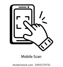 A hand drawn icon of mobile scan 