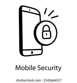 Un icono de seguridad móvil dibujado a mano, vector editable 