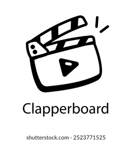 A hand drawn icon of movie clapperboard 