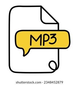 Icono dibujado a mano del archivo mp3 