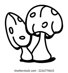 Hand drawn icon of mushroom 