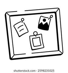 A hand drawn icon of notes pinned on inspiration board 

