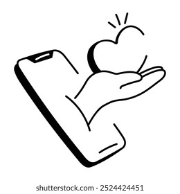 Hand drawn icon of online romance 
