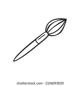 Hand drawn icon of paint brush in doodles style isolated on white background. Paintbrush flat icon.