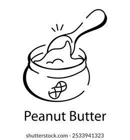 Hand drawn icon of peanut butter 
