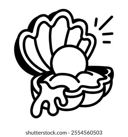 Hand drawn icon of a pearl shell 
