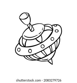 Hand drawn icon of peg-top in doodle style isolated on white background.