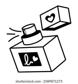 A hand drawn icon of a perfume bottle 
