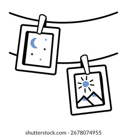 Desenhado à mão Ícone da cadeia de fotos com clipes

