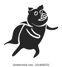 Hand drawn icon pig. Vector illustration.