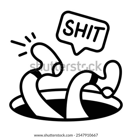 A hand drawn icon of pitfall with shit message 

