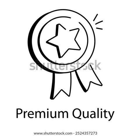 A hand drawn icon of premium quality badge 

