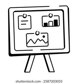 A hand drawn icon of presentation board 

