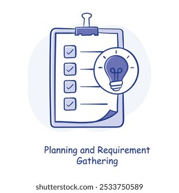 Hand drawn Icon for Project Planning and Requirement Gathering in Successful Initiation Phases.
