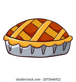 Icono dibujado a mano de la tarta de calabaza al estilo doodle aislado en fondo blanco.
