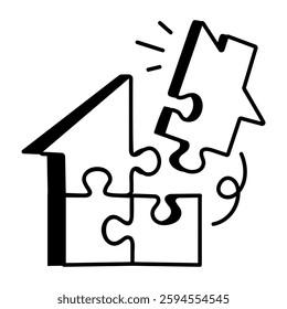 A hand drawn icon of a puzzle 