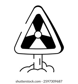 A hand drawn icon of radioactive sign board 
