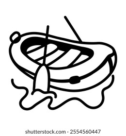 A hand drawn icon of rafting boat 

